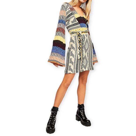 Free people patchwork sweater dress, xsmall - Picture 3 of 12